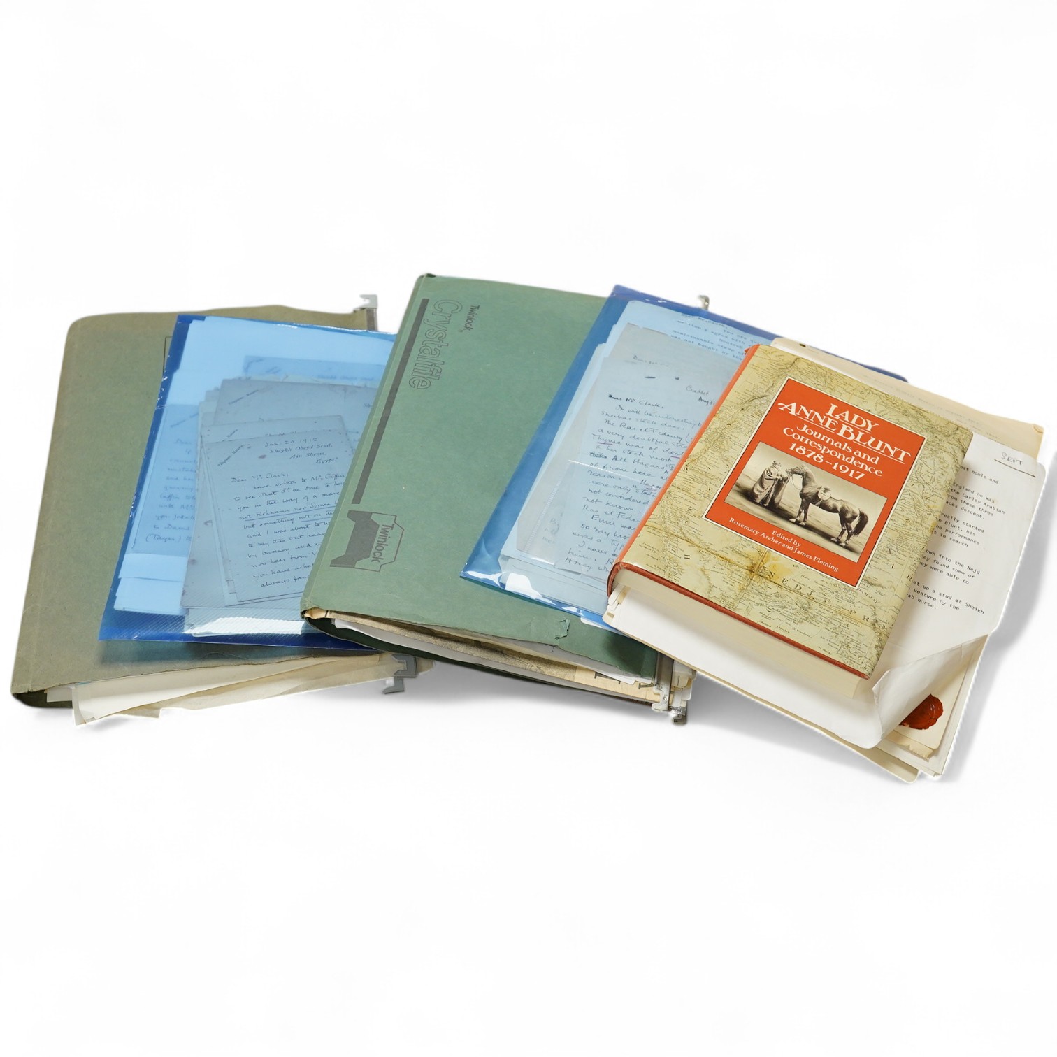 Archive of the Courthouse Farm Stud, Offham near Lewes and the Clark family, 1900-2014, including an important series of letters from Lady Anne Blunt at the Sheyk Obeyd Stud, Ain Shems, Egypt, 1912-1917, and her daughter